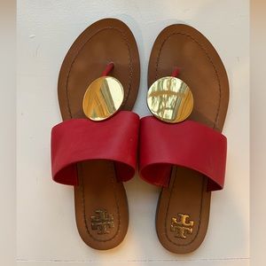 Tory Burch red and gold sandals